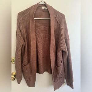 Mauve Universal Thread Waffle Cardigan Sweater Size Small